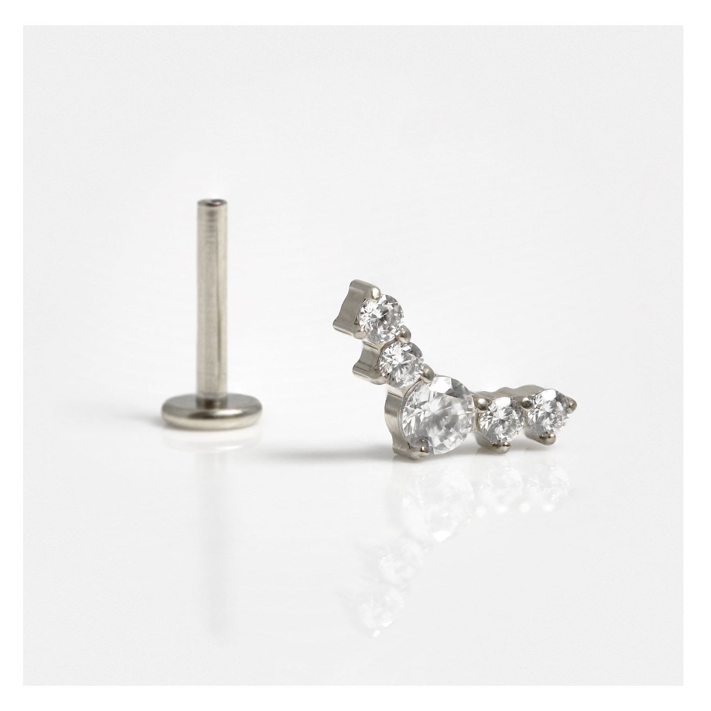 Titanium Charming CZ Crescent Labret - Internally Threaded