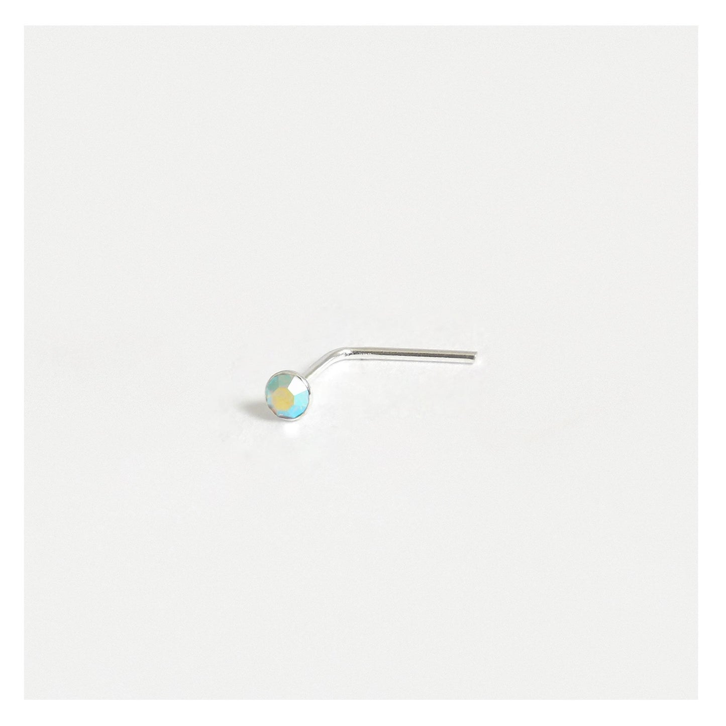 Silver Round Gemset Nose Pins - 1.5mm, Bobble or L-Back (Single Colour Boxes)