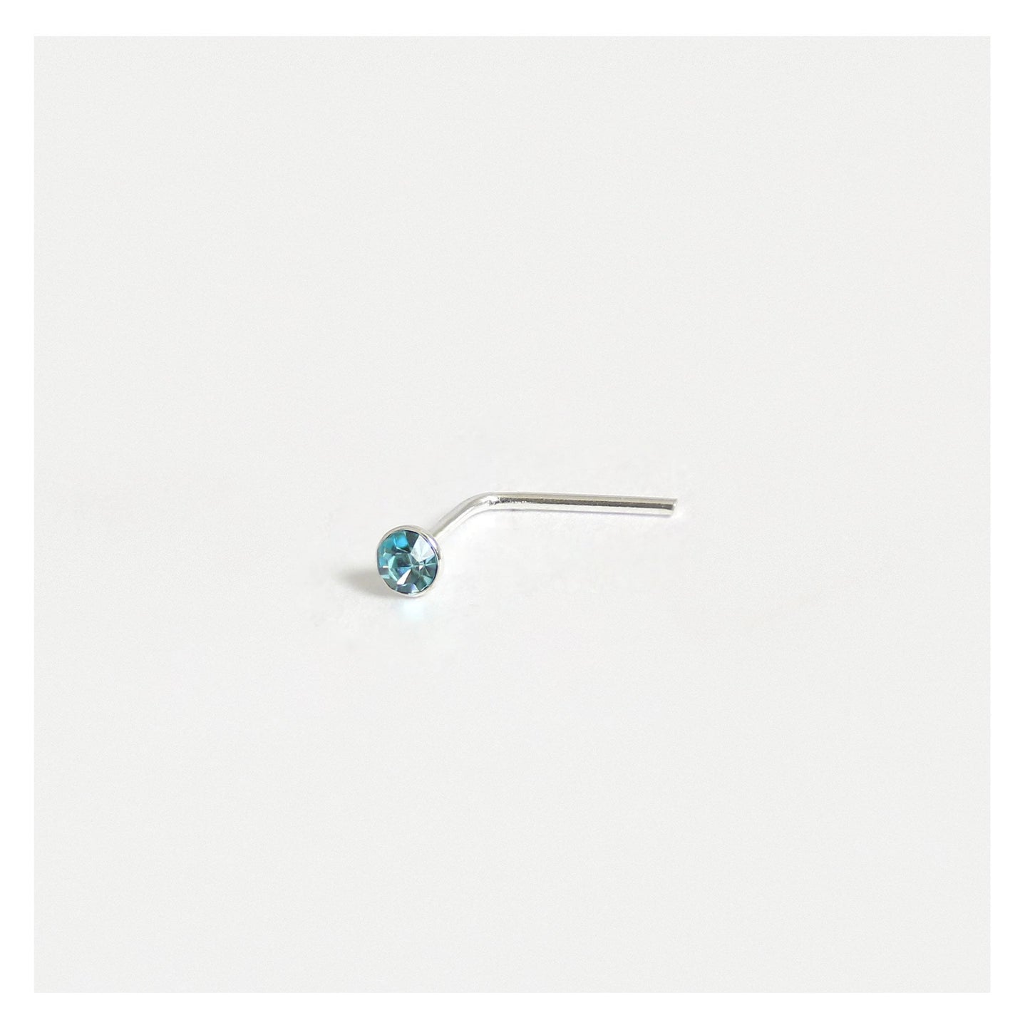 Silver Round Gemset Nose Pins - 1.5mm, Bobble or L-Back (Single Colour Boxes)