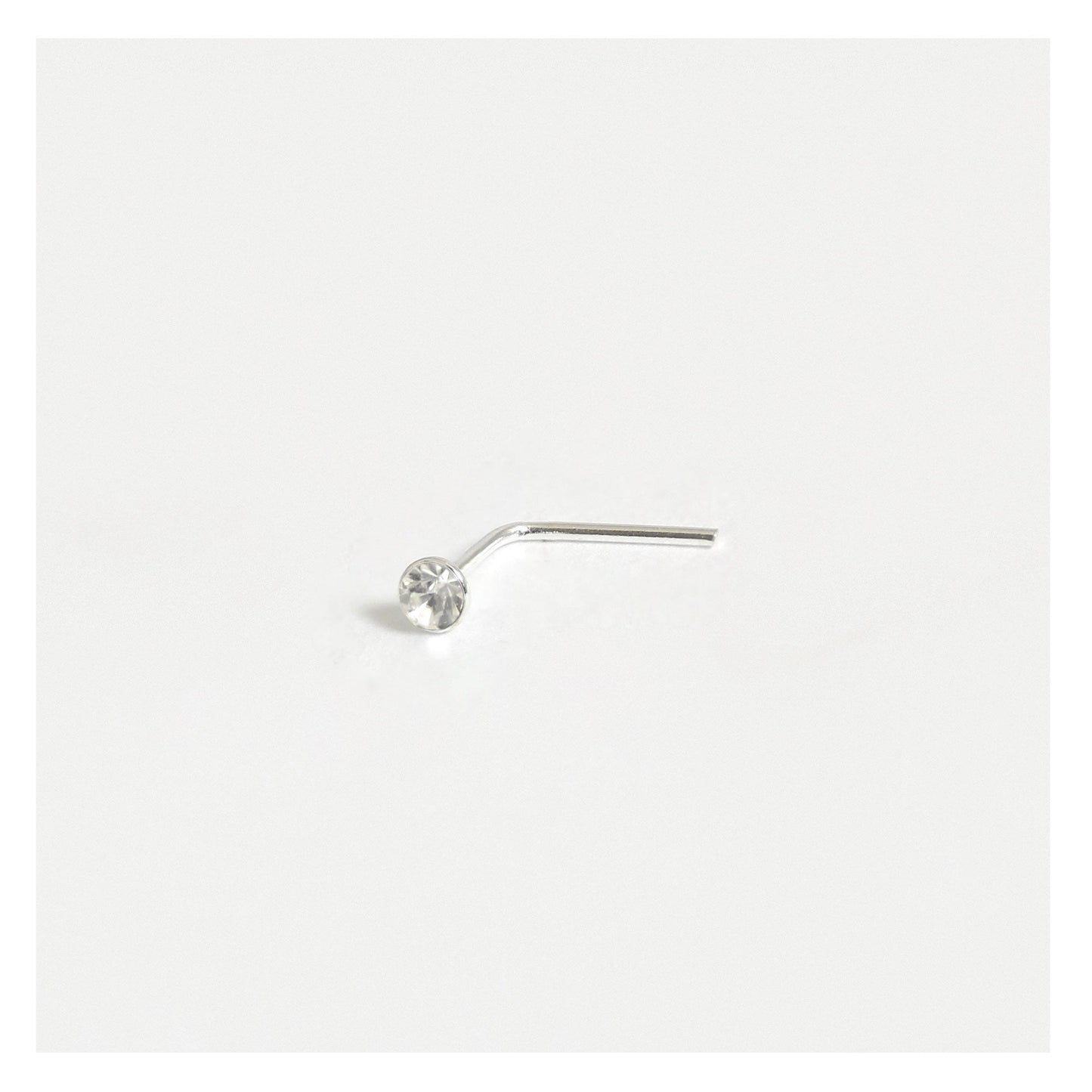 Silver Round Gemset Nose Pins - 1.5mm, Bobble or L-Back (Single Colour Boxes)