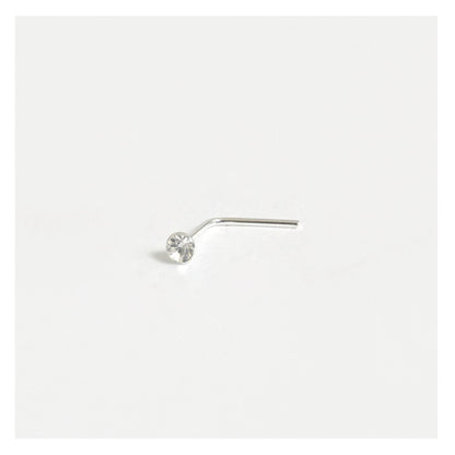 Silver Round Gemset Nose Pins - 1.5mm, Bobble or L-Back (Single Colour Boxes)