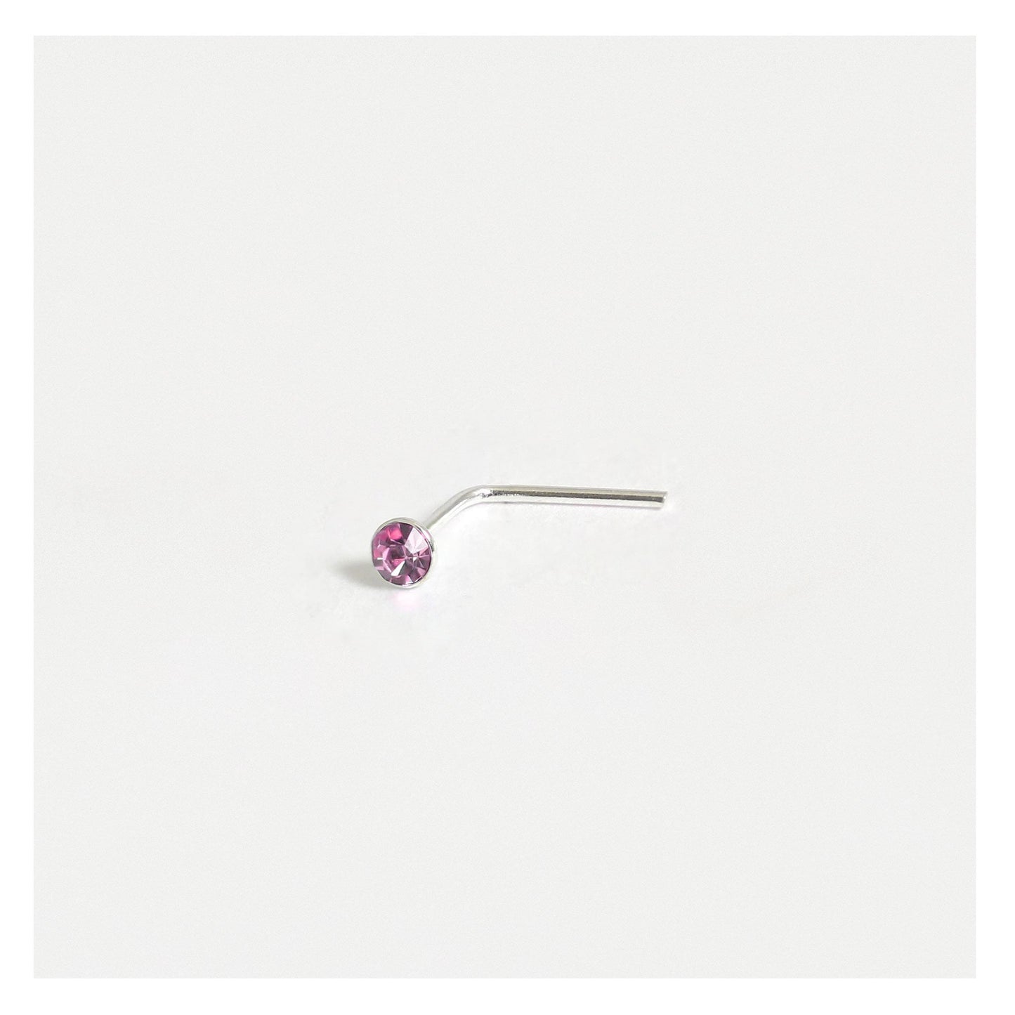 Silver Round Gemset Nose Pins - 1.5mm, Bobble or L-Back (Single Colour Boxes)