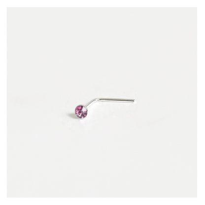 Silver Round Gemset Nose Pins - 1.5mm, Bobble or L-Back (Single Colour Boxes)
