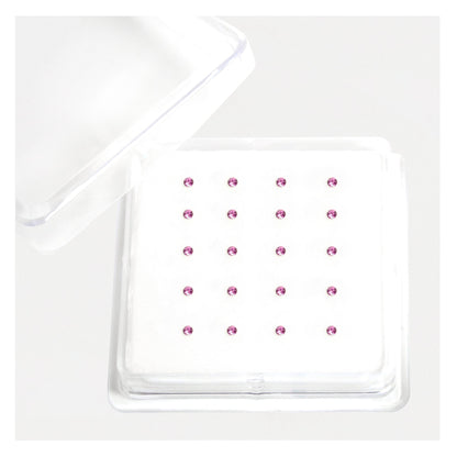 Silver Round Gemset Nose Pins - 1.5mm, Bobble or L-Back (Single Colour Boxes)