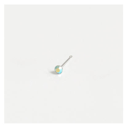 Silver Round Gemset Nose Pins - 1.5mm, Bobble or L-Back (Single Colour Boxes)