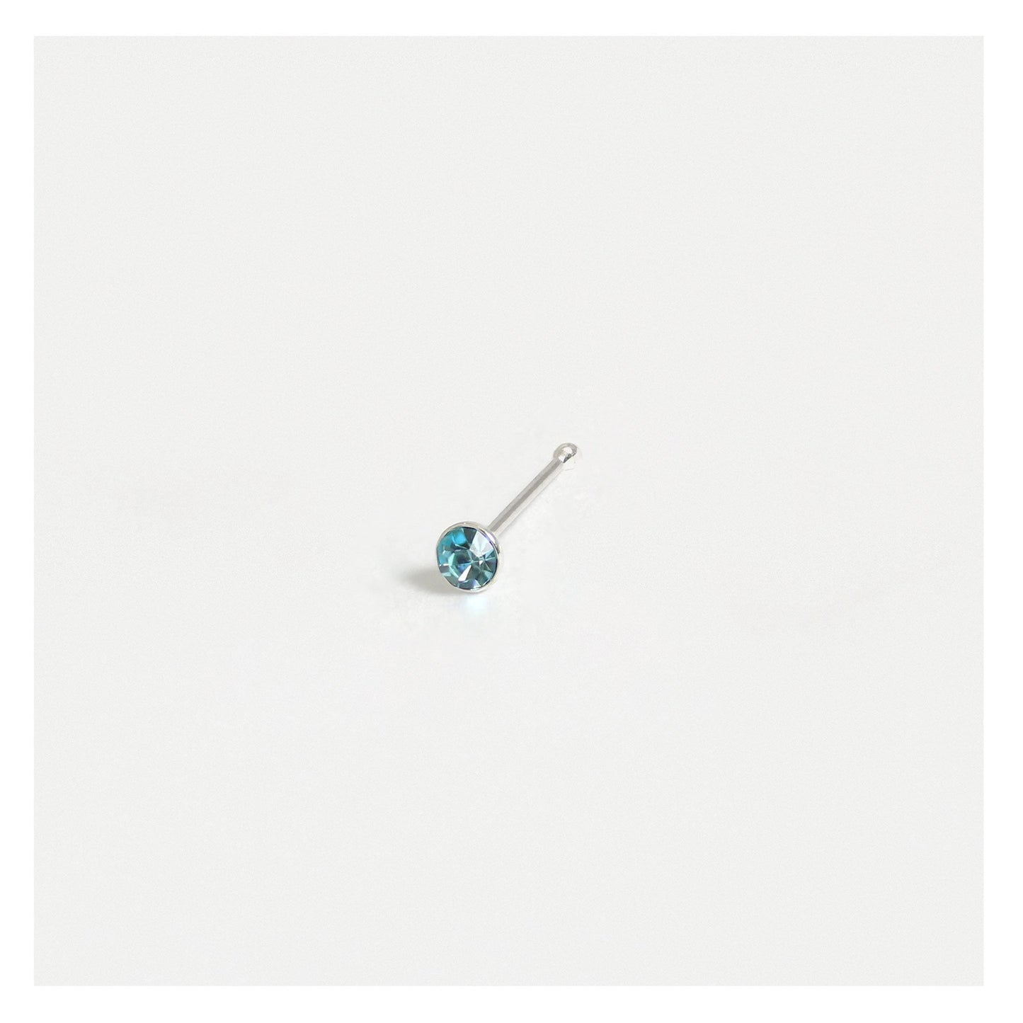 Silver Round Gemset Nose Pins - 1.5mm, Bobble or L-Back (Single Colour Boxes)