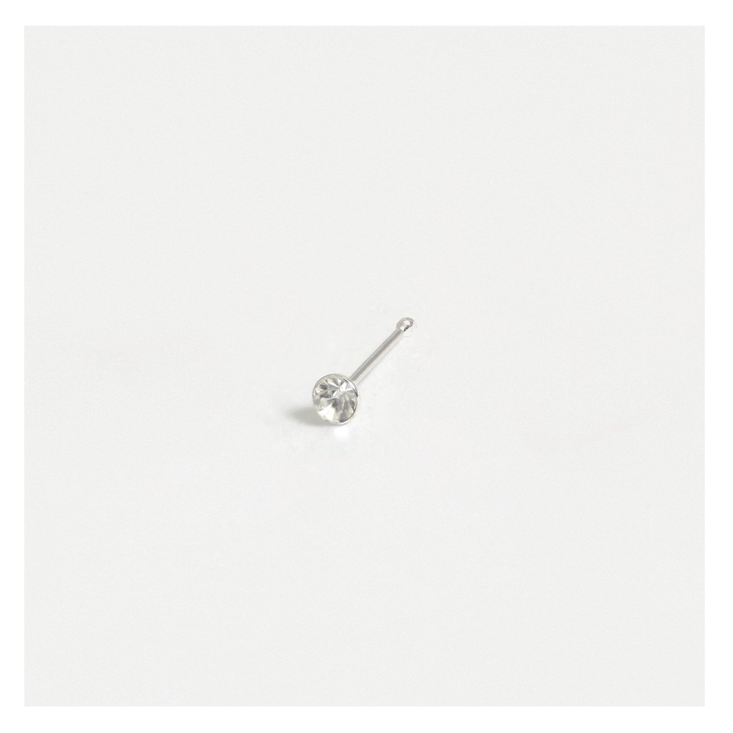 Silver Round Gemset Nose Pins - 1.5mm, Bobble or L-Back (Single Colour Boxes)