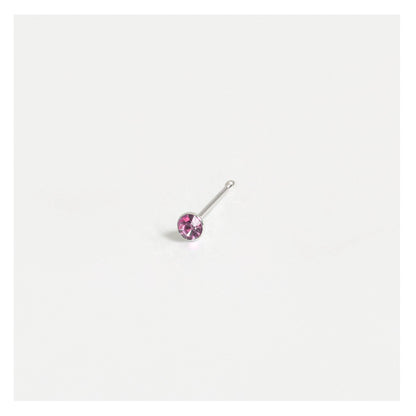 Silver Round Gemset Nose Pins - 1.5mm, Bobble or L-Back (Single Colour Boxes)