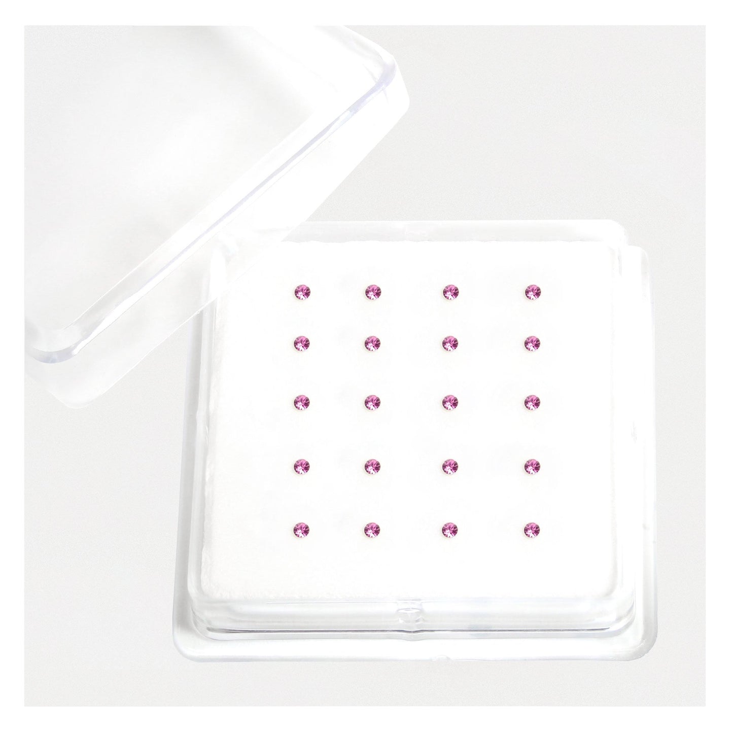 Silver Round Gemset Nose Pins - 1.5mm, Bobble or L-Back (Single Colour Boxes)