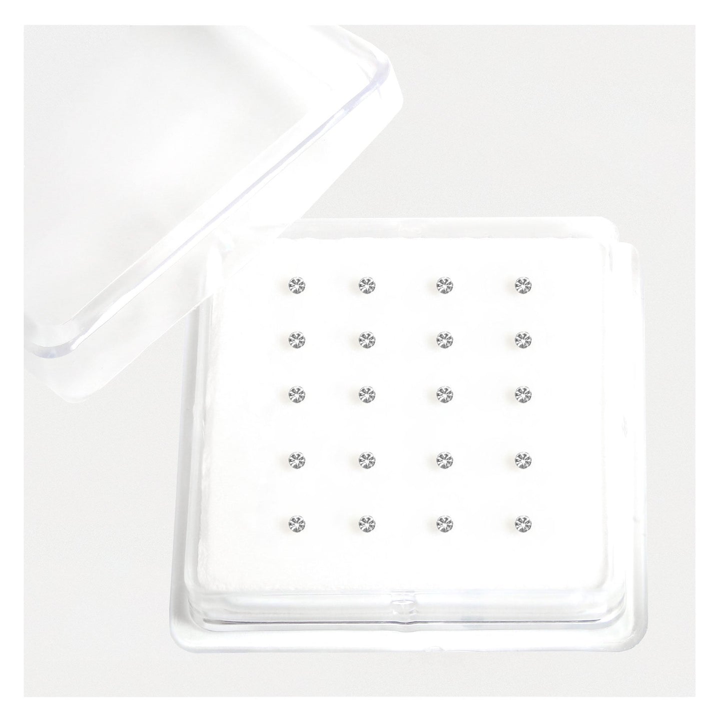 Silver Gemset Nose Pins - 2mm, (Single Colour Boxes)