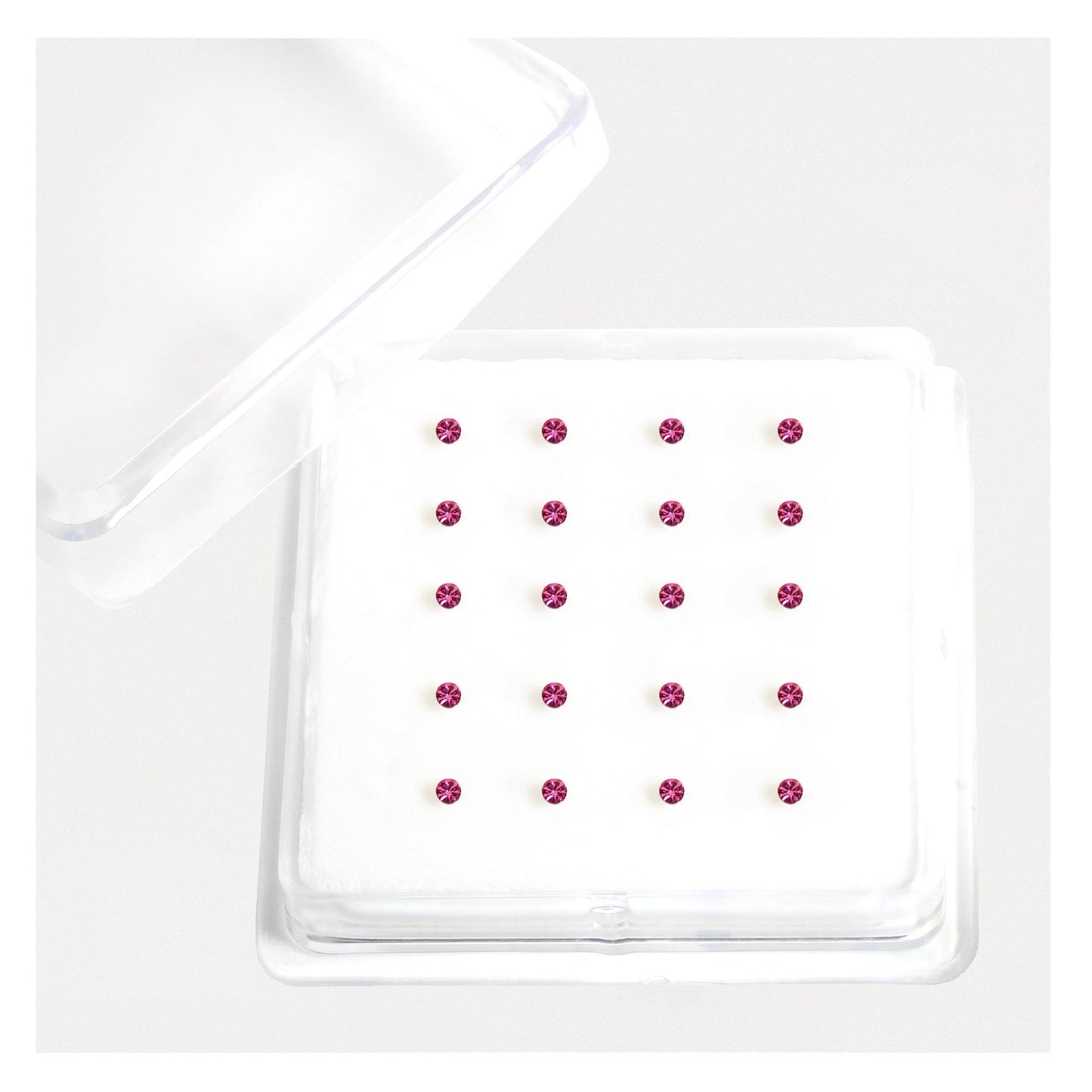 Silver Gemset Nose Pins - 2mm, (Single Colour Boxes)