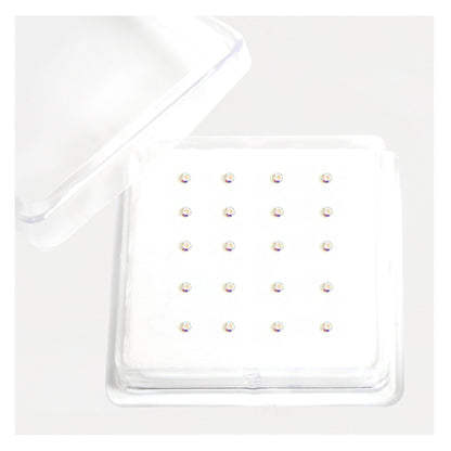 Silver Gemset Nose Pins - 2mm, (Single Colour Boxes)