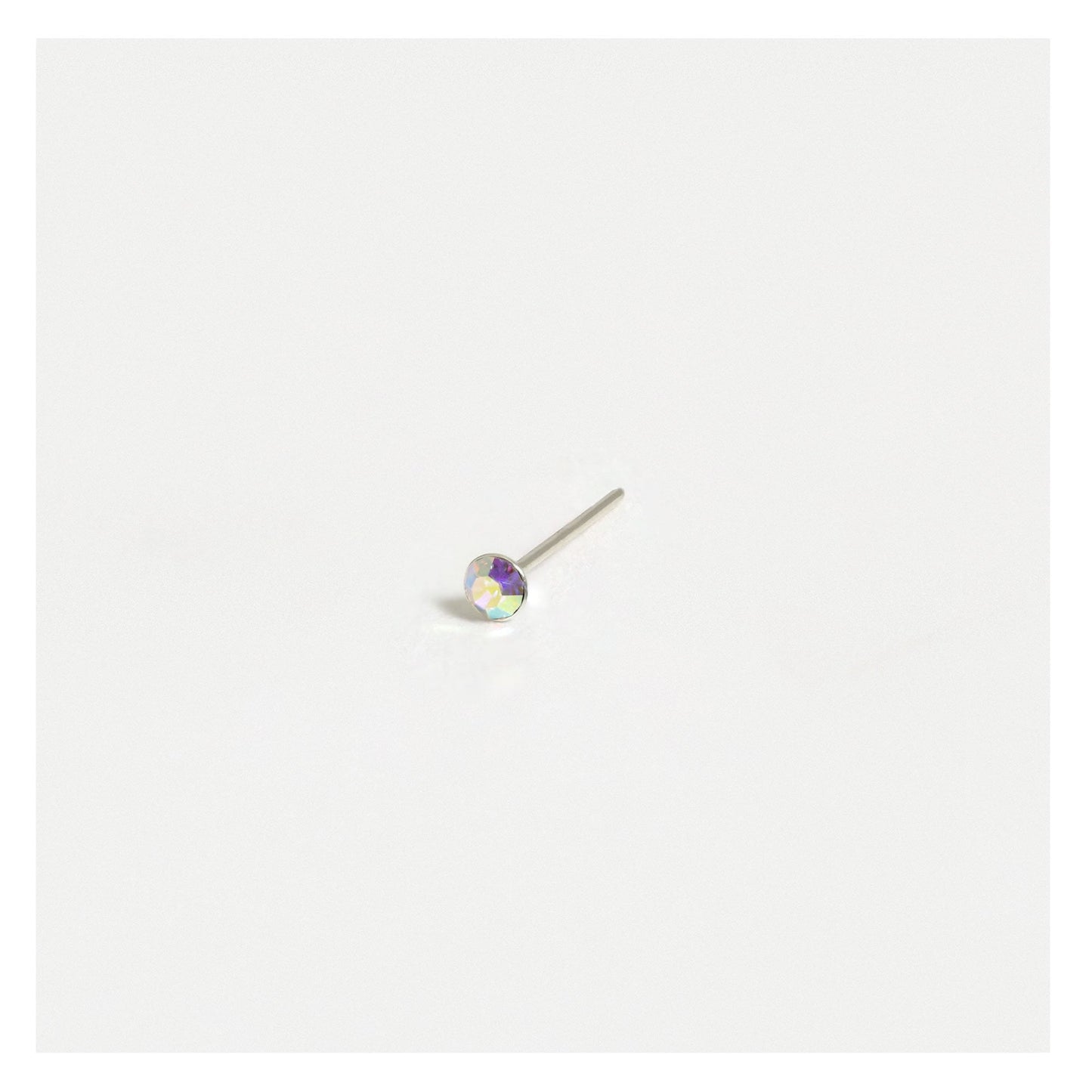 Silver Gemset Nose Pins - 2mm, (Single Colour Boxes)