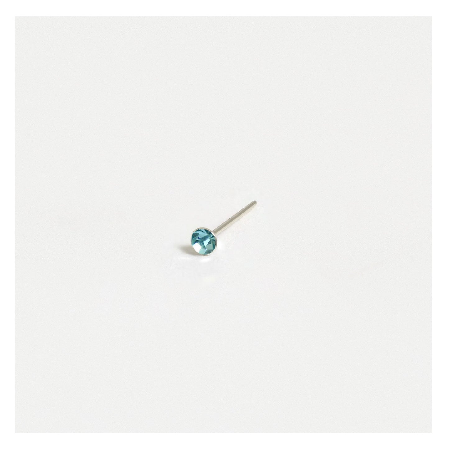 Silver Gemset Nose Pins - 2mm, (Single Colour Boxes)