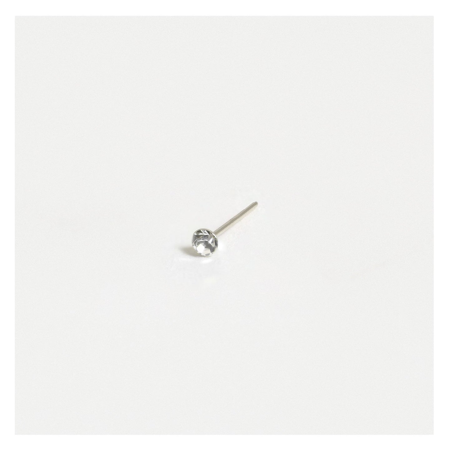 Silver Gemset Nose Pins - 2mm, (Single Colour Boxes)