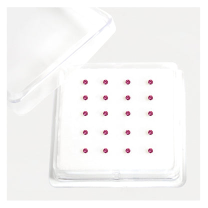 Silver Gemset Nose Pins - 2mm, (Single Colour Boxes)