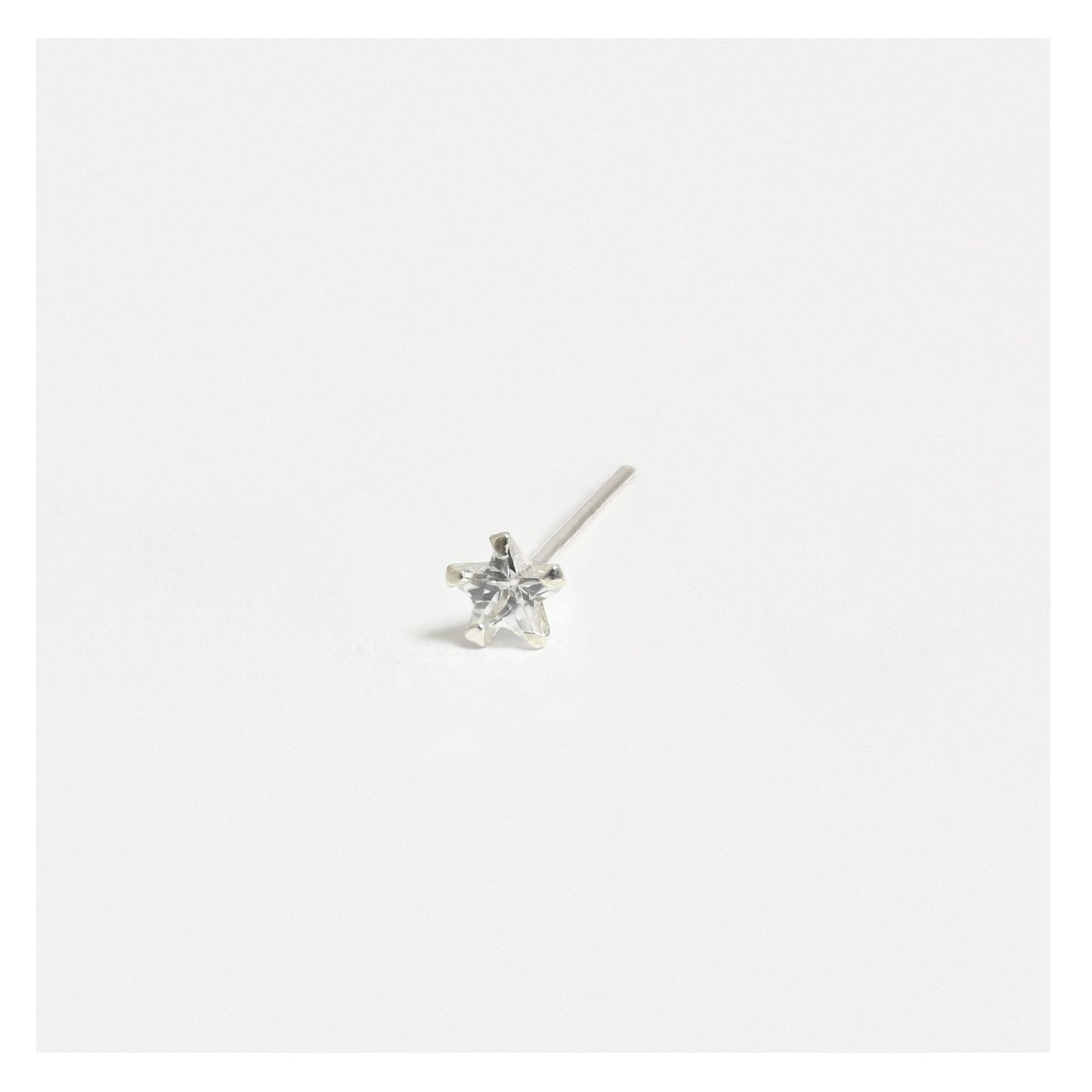Silver Clear Clawset Star Nose Pins - 3.5mm