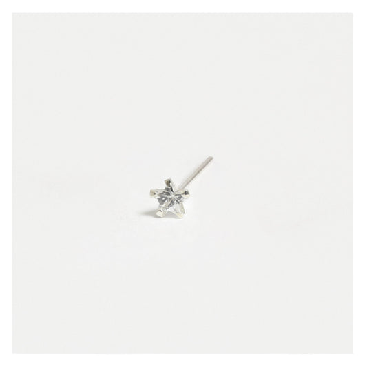 Silver Clear Clawset Star Nose Pins - 3.5mm