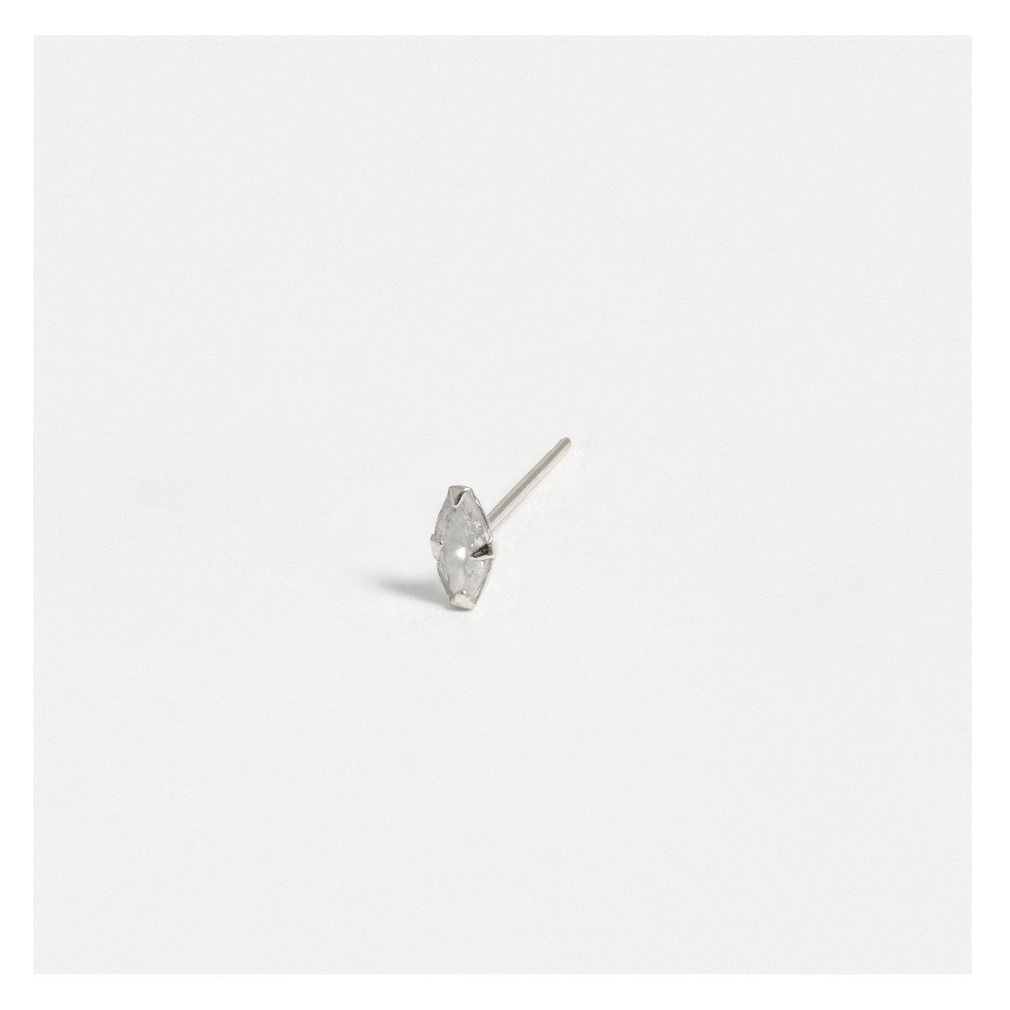 Silver Marquis Clear Crystal Nose Pins