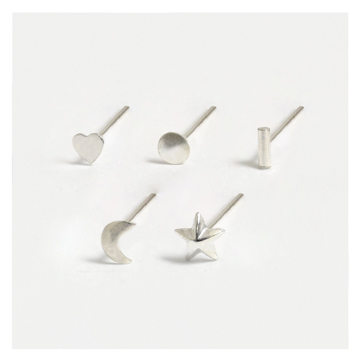 Silver Mixed Shapes Nose Pins