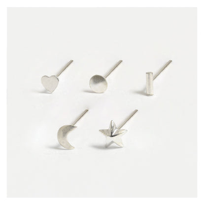 Silver Mixed Shapes Nose Pins