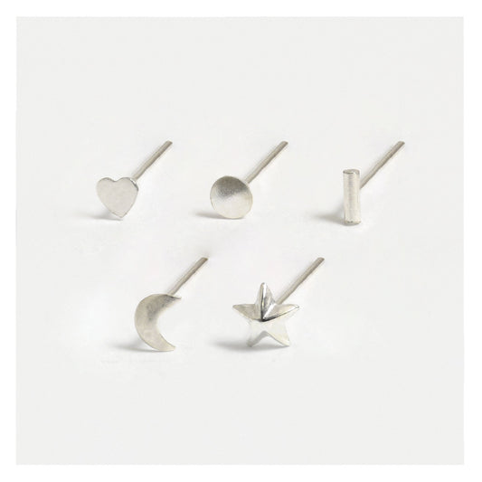 Silver Mixed Shapes Nose Pins