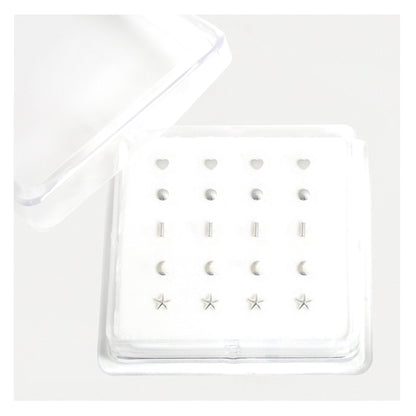 Silver Mixed Shapes Nose Pins