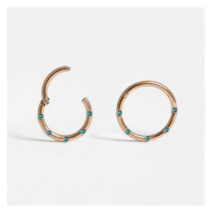 Rose Gold PVD Steel Multi Gem Hinged Segment Ring - 1.2mm