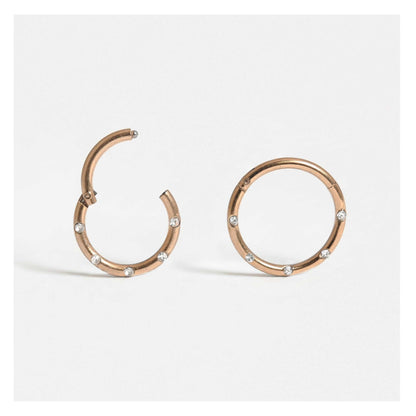 Rose Gold PVD Steel Multi Gem Hinged Segment Ring - 1.2mm