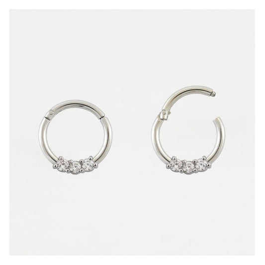 Steel Triple Gem Hinged Segment Ring - 1.2mm