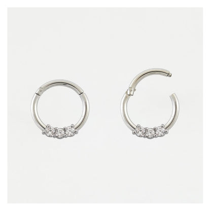 Steel Triple Gem Hinged Segment Ring - 1.2mm