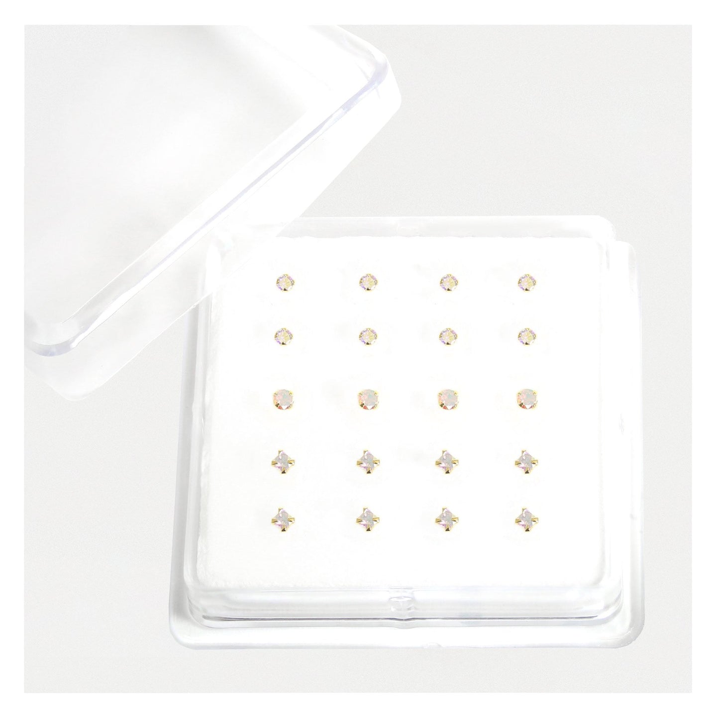 Gold Plated Silver Clawset Gem Nose Pins - Mixed Shapes, Various Sizes