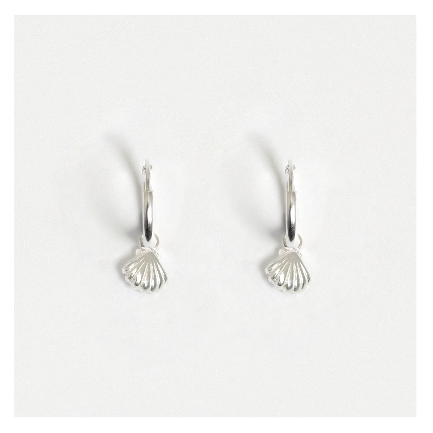 Silver Hoops with Shell Charm - 12mm