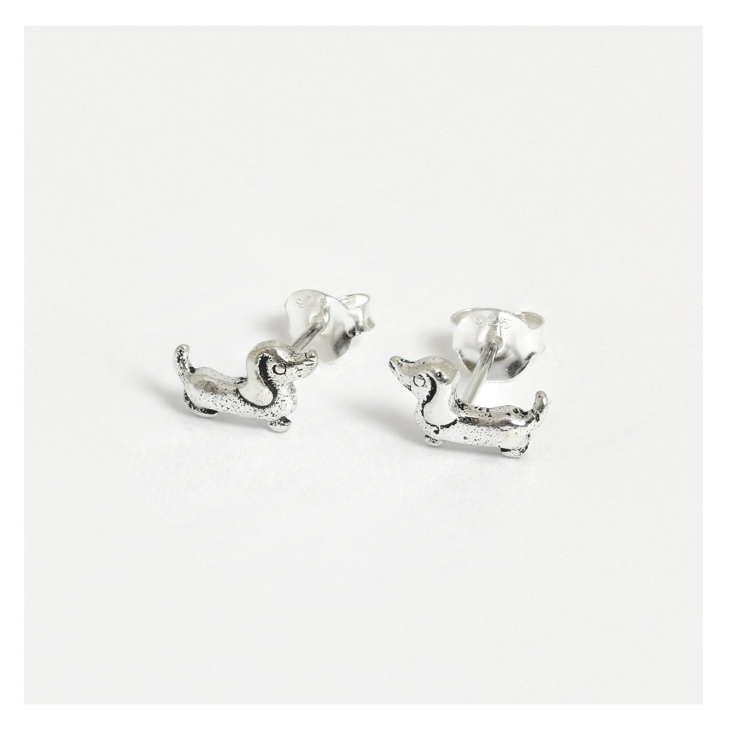 Silver Sausage Dog Ear Studs