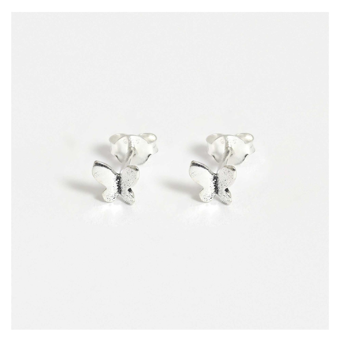 Silver Plain Butterfly Studs