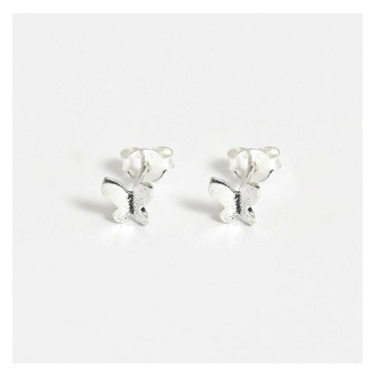 Silver Plain Butterfly Studs