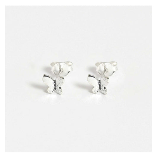 Silver Plain Butterfly Studs