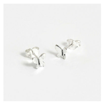 Silver Plain Butterfly Studs