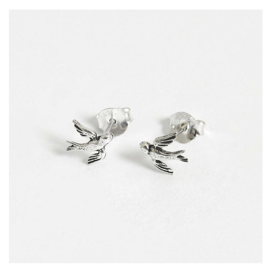 Silver Swallow Stud Earrings