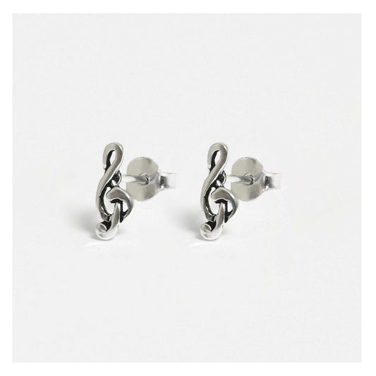 Silver Double Music Clef Studs