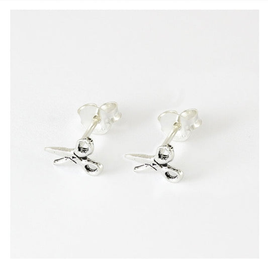 Silver Scissors Ear Studs