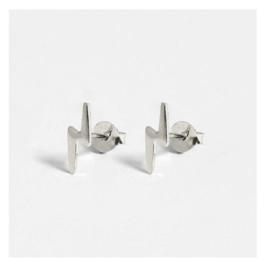 Silver Lightning Bolt Ear Studs
