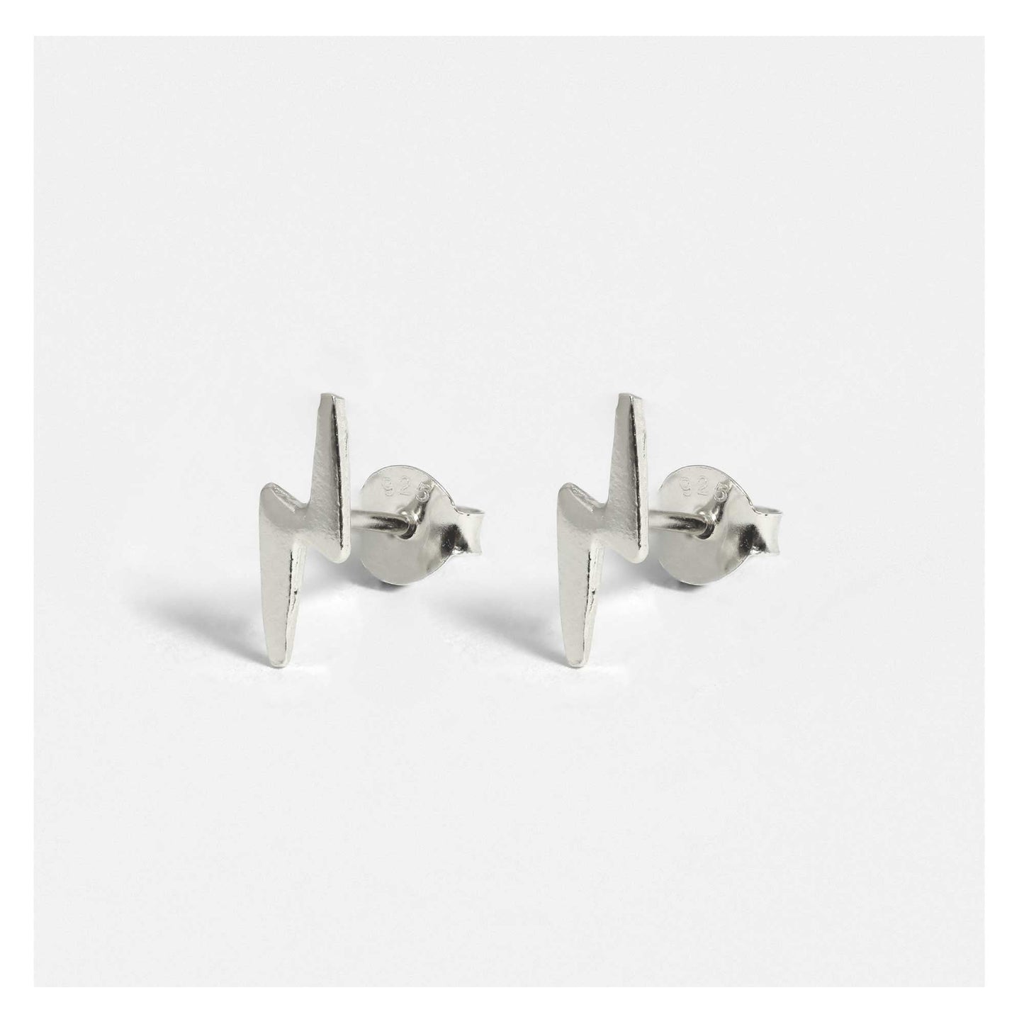 Silver Lightning Bolt Ear Studs