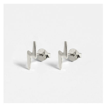 Silver Lightning Bolt Ear Studs