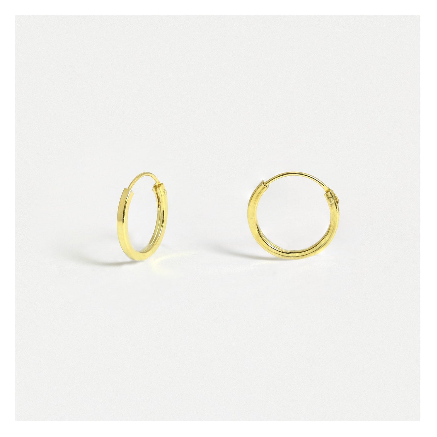 Gold Plated Square Cut Hoop Earrings - 10mm & 12mm