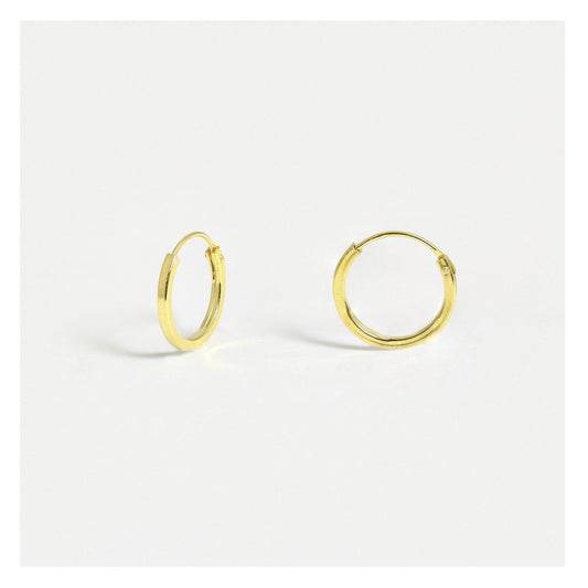 Gold Plated Square Cut Hoop Earrings - 10mm & 12mm
