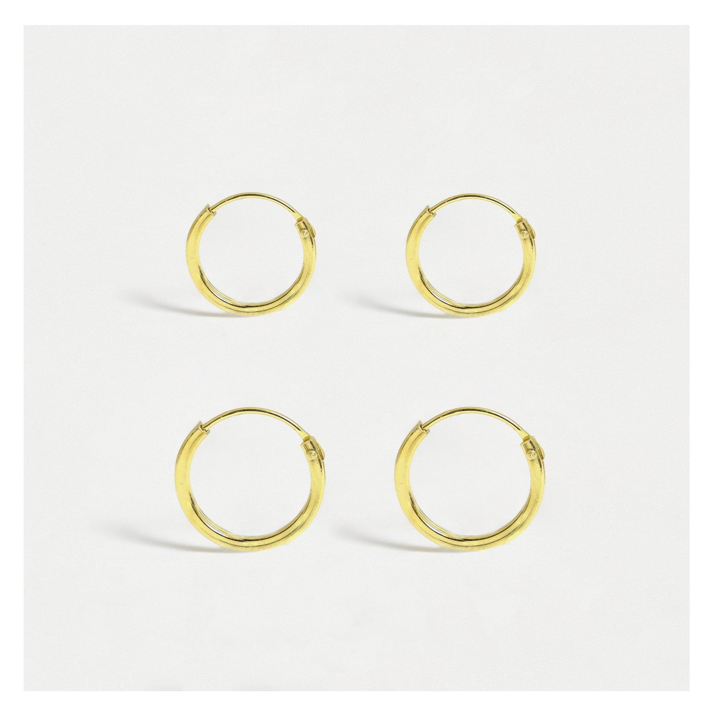 Gold Plated Square Cut Hoop Earrings - 10mm & 12mm