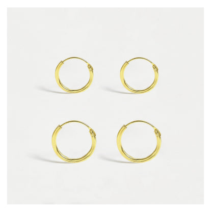 Gold Plated Square Cut Hoop Earrings - 10mm & 12mm