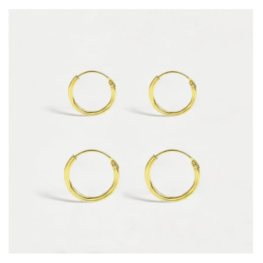 Gold Plated Square Cut Hoop Earrings - 10mm & 12mm