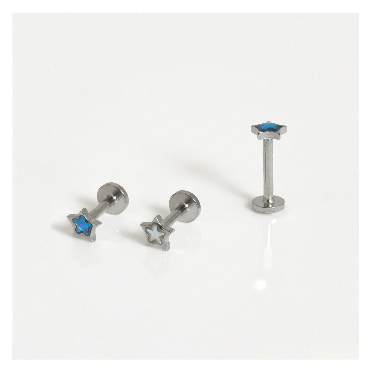 Steel Opal Star Labret - Internally Threaded